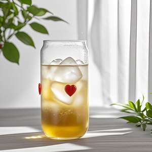 Tazas personalizadas de borosilicato alto, vaso de agua para bebidas creativas para el hogar, lata de vidrio estilo flor pegajosa para jugo, té de la leche - Product Image 2