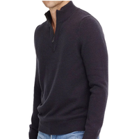Pull en pur cachemire de haute qualité en tricot solide à demi-fermeture éclair pull en cachemire chaud personnalisé pour hommes