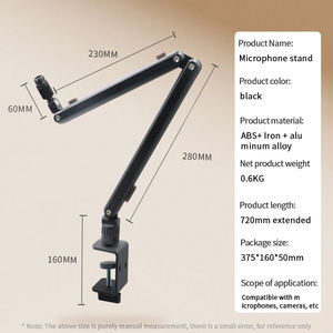 Soporte de Micrófono Profesional OEM ODM, Brazo Articulado Ajustable, Soporte de Micrófono Resistente para Estudio de Grabación y Transmisión - Product Image 6