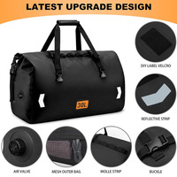 Sac de selle de moto étanche en PVC 30L IPX-6 avec valve d'air et sangles à fixation rapide pour kayak, camping et conduite