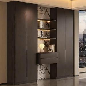 Meuble de salon moderne de luxe avec éclairage LED, panneau arrière en marbre veiné, étagères vitrées et fonctions de rangement - Product Image 3