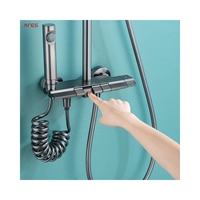 Haute qualité en laiton matériel bain douche mitigeur mitigeur motif de pulvérisation souple Offre Spéciale Piano bouton conception poli