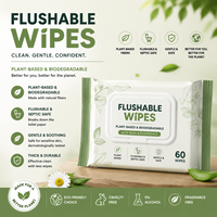 Lingettes biodégradables de haute qualité, jetables dans les toilettes, papier toilette humide avec matériau hydrosoluble pour l'hygiène personnelle