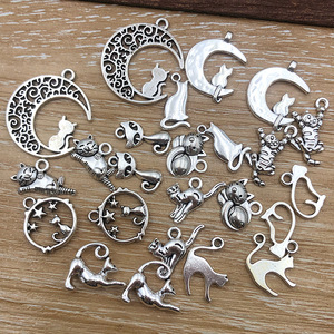 Breloques en alliage d'argent antique en forme de chat, formes variées, pour la création de bijoux DIY (bracelets, colliers, pendentifs) et accessoires d'artisanat - Product Image 3