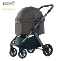 Poussette pliable BNDC pour animaux de compagnie, à ouverture automatique par gravité, grand espace, pour chiens et chats, chariot de voyage extérieur