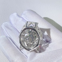 Bague Léopard en Argent 925 Plaqué Or Blanc pour Homme, Sertie de Moissanite et Diamants