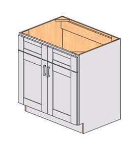 Mobile base da cucina rettangolare Sunique Sydney White Shaker, profondità 24-29,9 pollici, con maniglia e pomello - Product Image 1