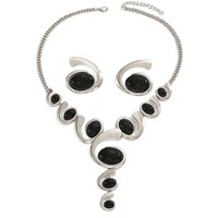 Ensemble collier et boucles d'oreilles ovales en forme d'escargot au design rétro exagéré, style bohème créatif, tendance et exquis