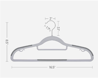 Cintres à vêtements moulés par injection en PET+TPR+Fer, gain de place, pivotants à 360 degrés, avec crochet antidérapant fin, coloris argent/gris clair/gris foncé