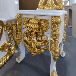 Baroque phong cách nội thất phòng ngủ hoàng gia ưa thích rắn gỗ giường cổ điển sang trọng khung giường tròn - Product Image 5