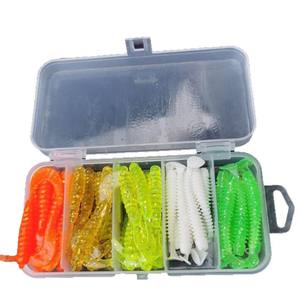 Kit de Señuelos Blandos de Silicona con Cola en T para Pesca de Lubina en Agua Dulce, Set de 5 Colores y Tamaños Surtidos - Product Image 4