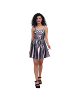 Combinaison de danse en cuir brillant métallisé à dos nu, jupe plissée, style costume, pour le commerce extérieur, en stock usine