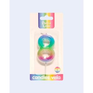Party Love Number 8 <b>Candle</b> 6cm Rainbow Color Birthday <b>Candles</b> - Product Image 2