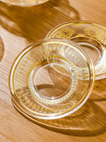 Ensemble de 6 tasses à thé et soucoupes en verre floral vintage de style nordique classique, cadeau de luxe