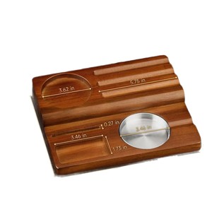Wooden Cigar Ashtray With Cutter And <b>Lighter</b> Storage For Home Use - Product Image 5