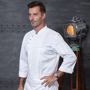 Venta al por mayor de ropa de cocina personalizada, monos de chef de manga corta para restaurante, Hotel, cocina, tela tejida directa de fábrica - Product Image 6