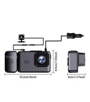 2 inci perekam berkendara 1080P HD tiga lensa, perekam mobil WiFi interkoneksi ponsel