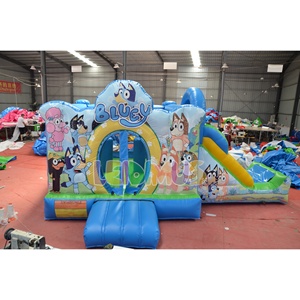 Toddler nhà bị trả lại thương mại màu xanh nhảy lâu đài Inflatable Bouncer trẻ em <span class=keywords><strong>bouncy</strong></span> lâu đài với Slide Combo cho trẻ em - Product Image 1