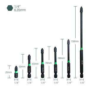 Impact Drill Bit <b>Phillips</b> 1/4 In Hex Shank Black Oxide 25mm Length Electric <b>Screwdriver</b> Bit - Product Image 1