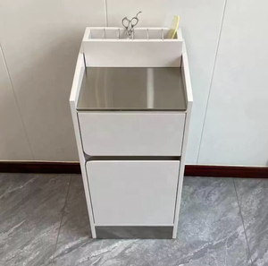 Modern Minimalist Salon <b>Trolley</b> with Drawers and <b>Tool</b> Organizer Beige Wood Storage Cabinet for Beauty Salon Use - Product Image 5