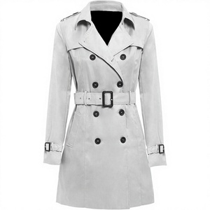 British Style Double-breasted Slim Long Waterproof Women's Parkas European and American <b>Winter</b> - Product Image 2