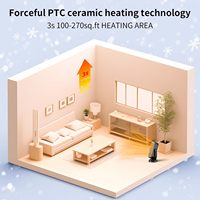 Chauffage d'appoint électrique intelligent en céramique avec télécommande, thermostat réglable, protection contre la surchauffe et la basculation, 500-999, pour extérieur et usage domestique