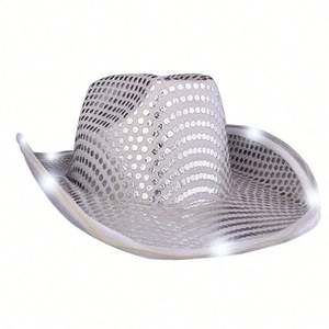 Sombreros de Vaquero Unisex con Lentejuelas LED para Halloween, Venta al por Mayor, Accesorio Festivo para Fiestas del Oeste, Iluminación para Viajes al Aire Libre - Product Image 6
