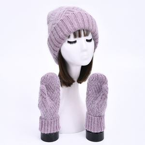 <span class=keywords><strong>Bonnet</strong></span> <span class=keywords><strong>et</strong></span> gants d'hiver épais <span class=keywords><strong>et</strong></span> chauds de haute qualité pour femmes, tricot en <span class=keywords><strong>cachemire</strong></span> en peluche, logo personnalisé, ensemble long de 2 pièces uni - Product Image 6