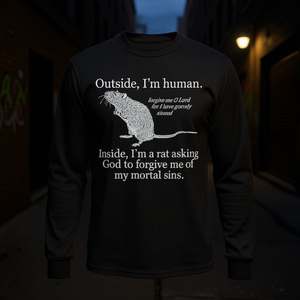 Camiseta de manga larga con estampado 'Outside I'm Human Inside I'm A Rat' - Product Image 3