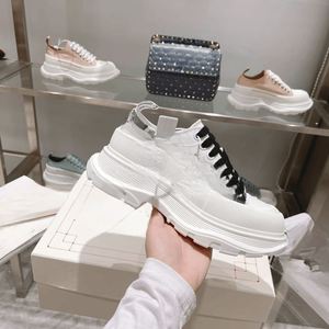 Alexander Unisex White Canvas Chunky Platform Mc.Sneakers with Black Laces Streetwear Casual Footwear Queen - Product Image 1