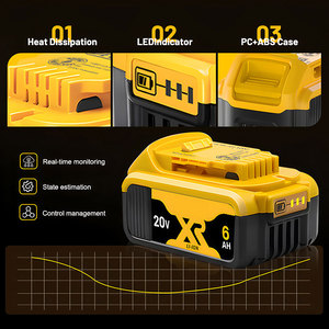 Batería Personalizada de 6.0Ah y 20V Máx. para Herramientas Eléctricas Recargables LiFePO4 de 500 Ciclos, Compatible con DCB206, DCB205, DCB204, <span class=keywords><strong>DCB203</strong></span> - Product Image 3