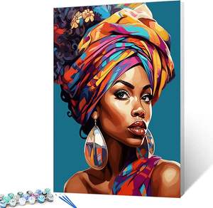 Kit de pintura por números de <span class=keywords><strong>flores</strong></span> de amapola negra, pintura <span class=keywords><strong>al</strong></span> óleo de Arte Moderno de mujer afroamericana <span class=keywords><strong>para</strong></span> decoración de pared - Product Image 3
