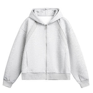 Felpa con Cappuccio Corta Vintage Americana con Cuciture a Vista, Leggera e Traspirante, Unisex, Cardigan Ampio, Felpa per Coppie - Product Image 1