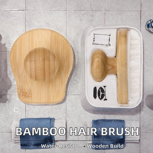 แปรงนวดผมเปียกและแห้งทำจากไม้ไผ่ ซิลิโคน และไม้ พร้อมคุณสมบัติกันน้ำสำหรับนวดหนังศีรษะ - Product Image 3