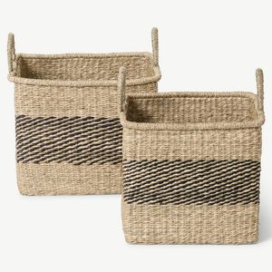 Handmade Classic Style <b>Rectangular</b> Seagrass Storage <b>Basket</b> With Handles Natural Eco Friendly Wholesale Vietnam Manufacturer - Product Image 4