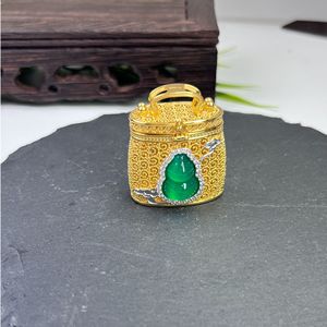 FYXL1281 Auspicious Fortune Traditional Chinese Style Golden Gourd Basket Pendant Buddhism Geometric Gold Plated Box <b>Chain</b> Gift - Product Image 2