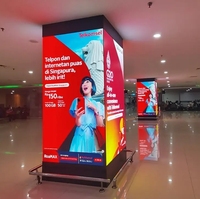 Écran d'affichage LED fixe d'intérieur 3D P3.076 Colonne carrée à angle droit Épissage sans couture Mur vidéo LED