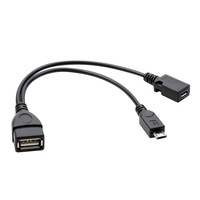Câble de données USB femelle vers Micro OTG avec alimentation externe pour téléphones et tablettes