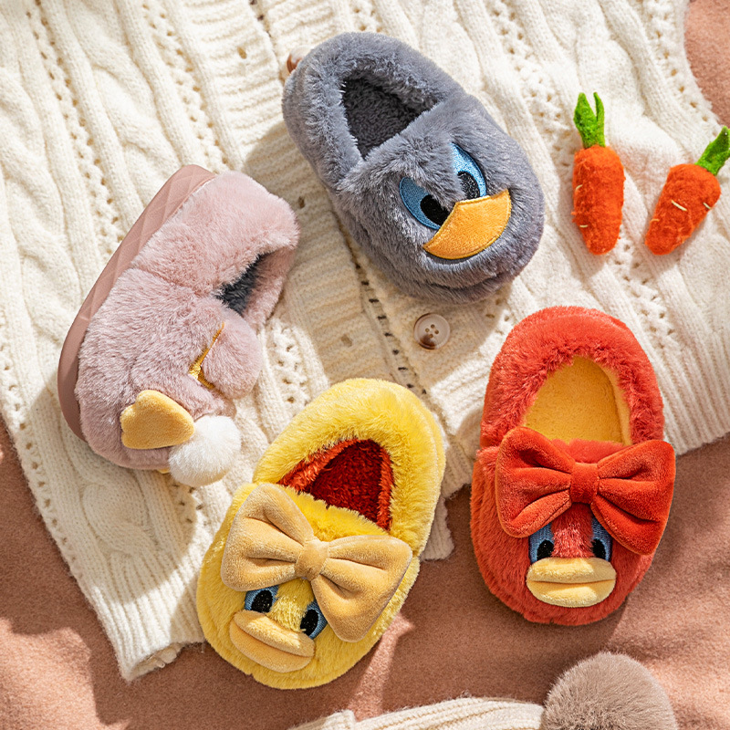 Kids Girl Cute Cartoon Princess Cotton Shoes Winter Children's Plush Warm Slippers Boys Home Indoor Soft Sole Fuzzy Warm Slipper