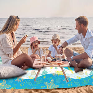 비치 타올 사용자 정의 인쇄 스트라이프 로고 극세사 방수 수영 해변 매트 야외 피크닉 천 보관 가방 지상 페그 - Product Image 2