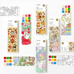 New Watercolor Painting Book 20 Pages coloring Book mark with Paint Brush Pen Drawing Toys