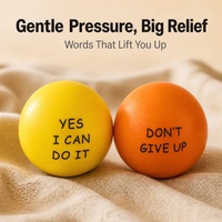 Coffret Cadeau Anti-Stress : 4 Balles à Presser Motivationnelles en Mousse Souple avec Citations Positives – Restez Calme, Respirez – Idéal pour le Bureau
