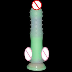 Neue realistische Masturbation Silikon Gelee weibliche Dildo Kondom geformte leuchtende Sexspielzeug - Product Image 4