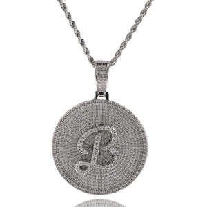 Collana con Ciondolo Hip-Hop Personalizzato a 24 Lettere, Placcata in <span class=keywords><strong>Oro</strong></span> 18K e Argento, Catena in Rame con Zircone come Pietra Principale, per Uomo - Product Image 6