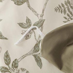 Ensemble de housse de couette 3 pièces en coton 100% de qualité supérieure imprimés floraux verts à base <span class=keywords><strong>blanche</strong></span> doux élégant pour chambre décor chic - Product Image 5