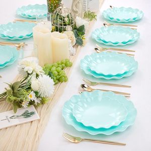 <span class=keywords><strong>Assiette</strong></span> <span class=keywords><strong>plate</strong></span> ondulée multicolores, <span class=keywords><strong>assiette</strong></span> de présentation pour hôtel, <span class=keywords><strong>assiette</strong></span> jetable en <span class=keywords><strong>plastique</strong></span> pour fête de famille, 10,25 pouces/7,5 pouces, moderne - Product Image 2