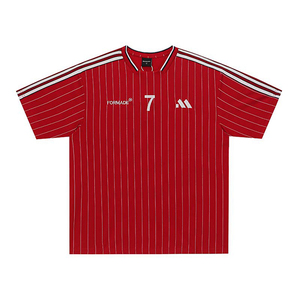Jersey Deportivo de Moda para Hombre, Marca Streetwear, Primavera-Verano 2026, con Letras Bordadas, Rayas Verticales, Cuello en V y Manga Corta - Product Image 6
