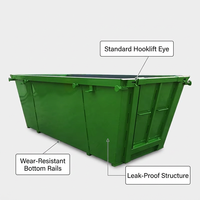Conteneur à crochet robuste en acier de 10 m³ pour déchets de construction, certifié ISO/CE, garantie 1 an