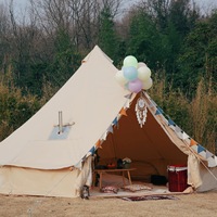 Tente cloche de glamping 5M Dia à double porte et parois, 6m avec toile 100% coton