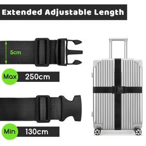 Cinghia per Valigie Extra Lunga Regolabile, Cintura Resistente per Bagagli con Fibbia a Sgancio Rapido, Cinghia <span class=keywords><strong>da</strong></span> Viaggio - Product Image 2
